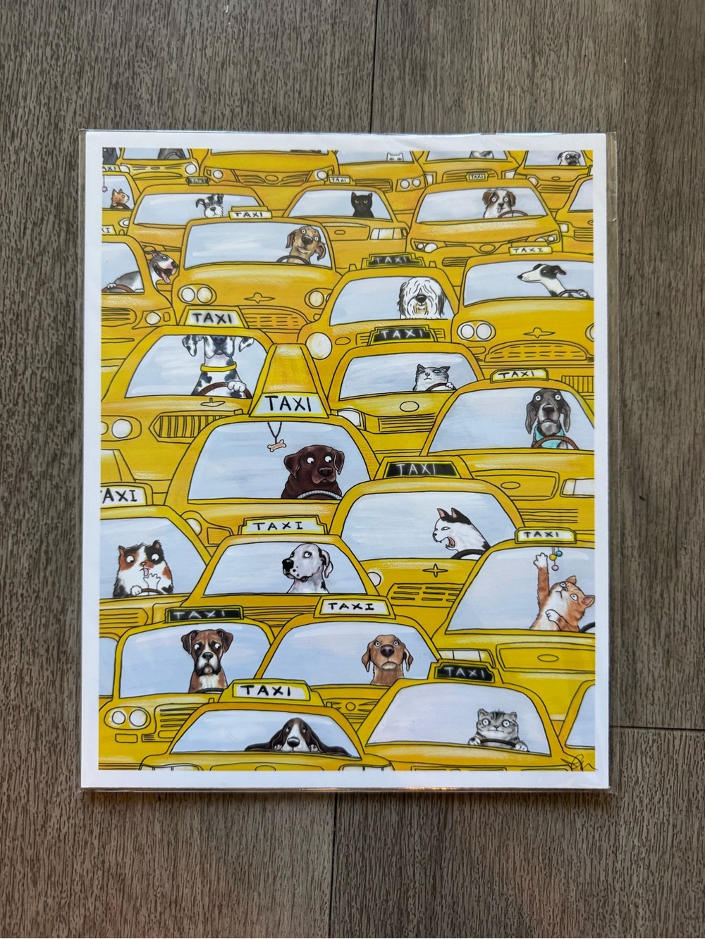 Yellow Taxi Dogs Art Print